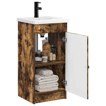 Bathroom Vanity with Sink Smoked Oak 42 x 40 x 84.5 cm