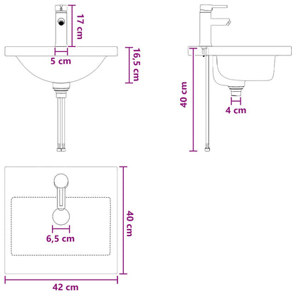 Bathroom Vanity with Sink Smoked Oak 42 x 40 x 84.5 cm