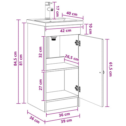 Bathroom Vanity with Sink Grey Sonoma 42 x 40 x 84.5 cm