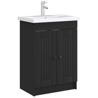 Bathroom under Sink Cabinet Black 56 x 37.5 x 81 cm