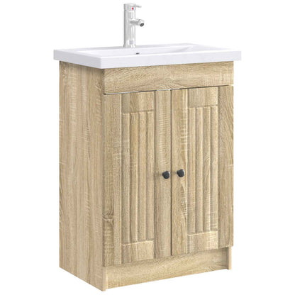 Bathroom under Sink Cabinet Sonoma Oak 56 x 37.5 x 81 cm