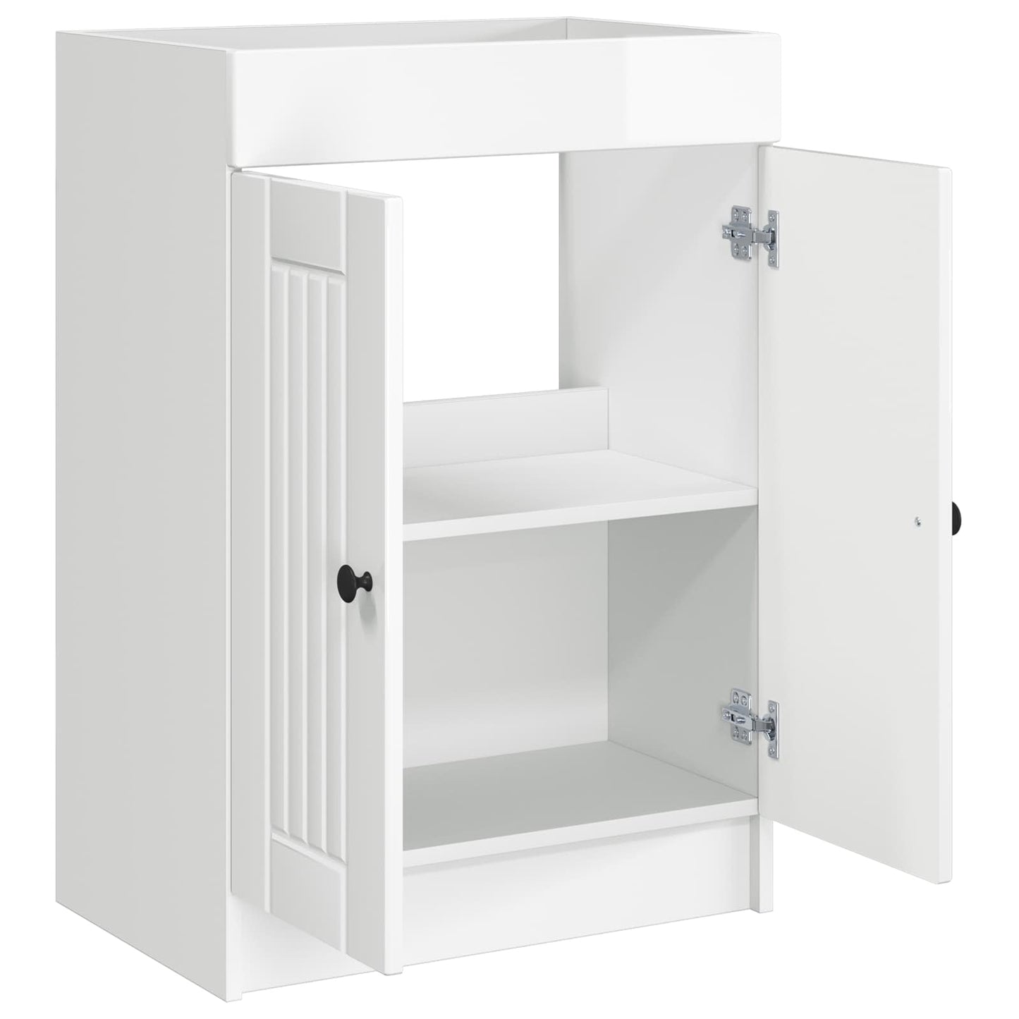 Bathroom under Sink Cabinet High Gloss White 56 x 37.5 x 81 cm
