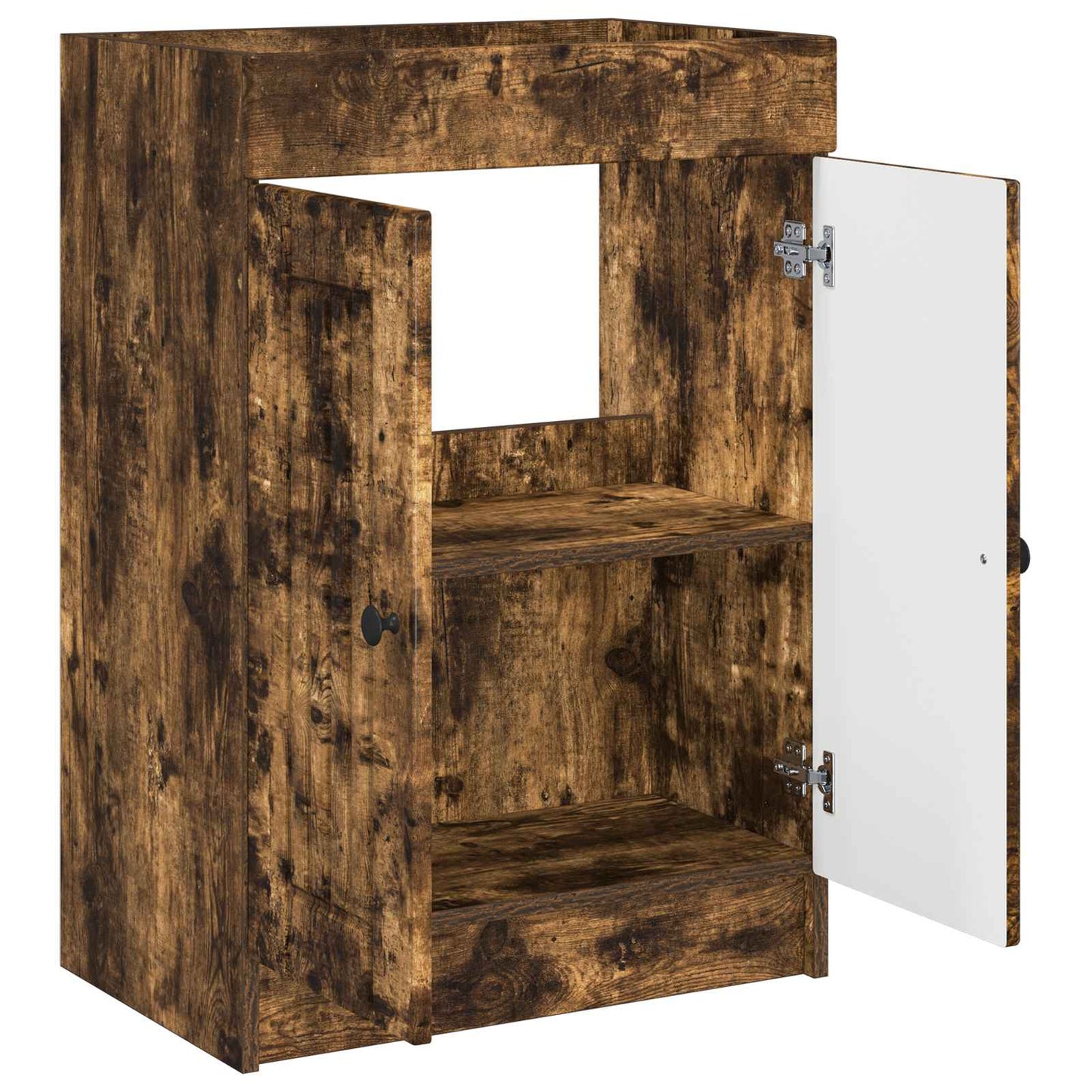 Bathroom under Sink Cabinet Smoked Oak 56 x 37.5 x 81 cm