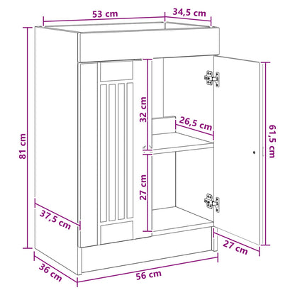 Bathroom under Sink Cabinet Grey Sonoma 56 x 37.5 x 81 cm