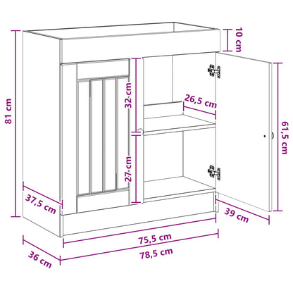 Bathroom under Sink Cabinet Concrete Grey 78.5 x 37.5 x 81 cm