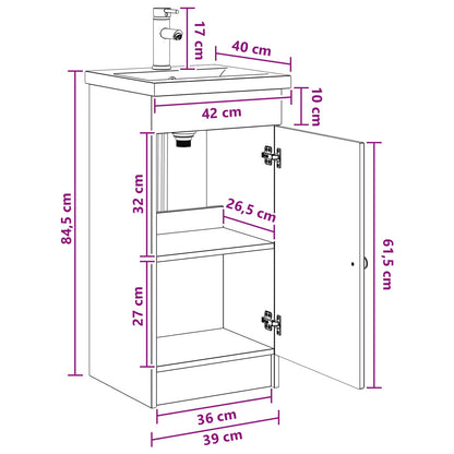 Bathroom Vanity with Sink White 42 x 40 x 84.5 cm
