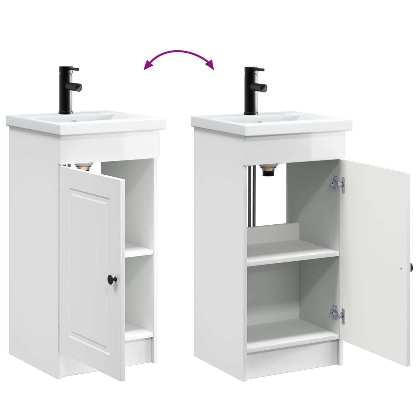 Bathroom Vanity with Sink High Gloss White 42 x 40 x 84.5 cm
