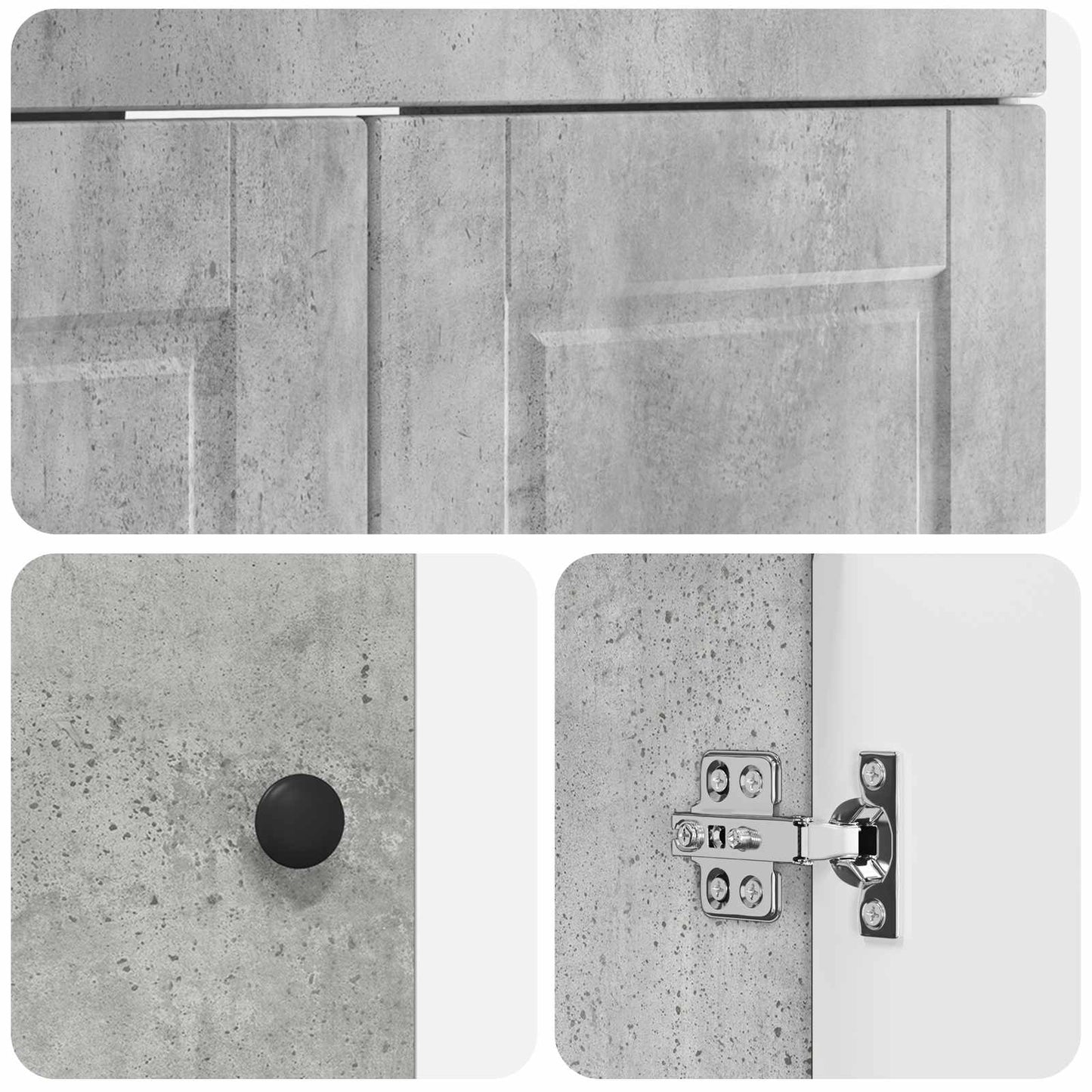 Bathroom under Sink Cabinet Concrete Grey 56 x 37.5 x 81 cm