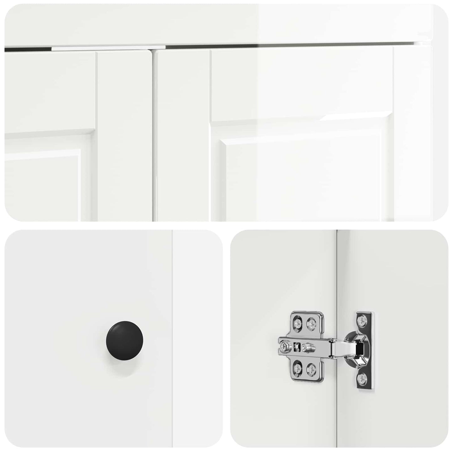Bathroom under Sink Cabinet High Gloss White 56 x 37.5 x 81 cm