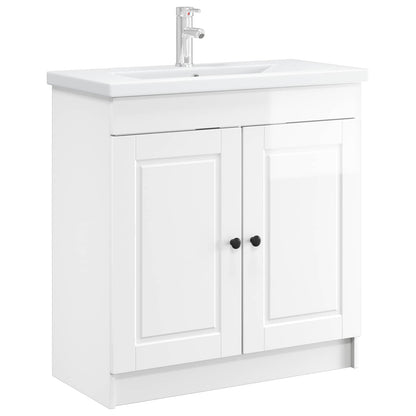 Bathroom under Sink Cabinet High Gloss White 56 x 37.5 x 81 cm