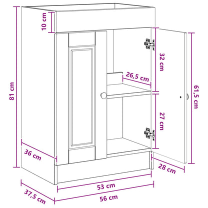 Bathroom under Sink Cabinet Grey Sonoma 56 x 37.5 x 81 cm