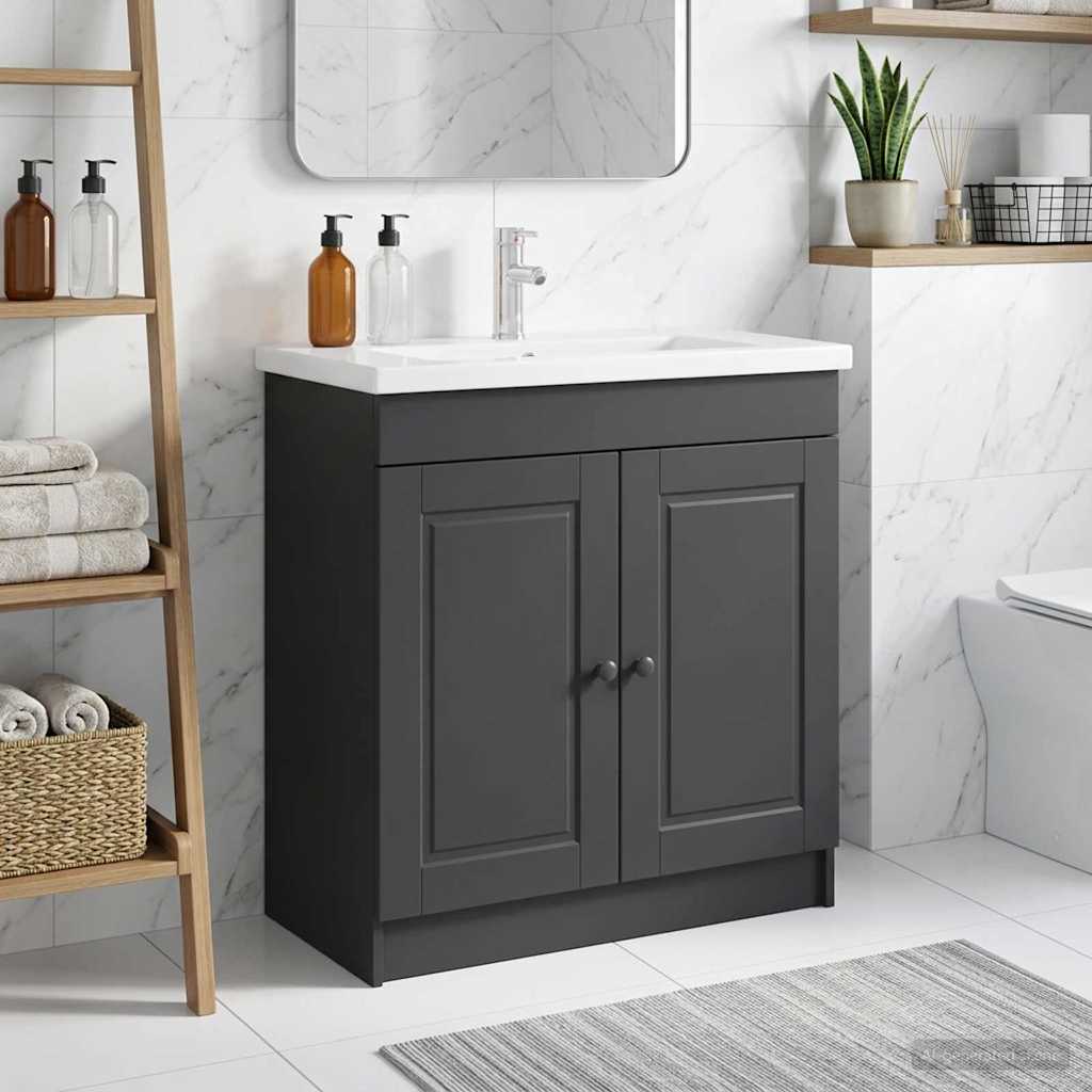 Bathroom under Sink Cabinet Black 78.5 x 37.5 x 81 cm