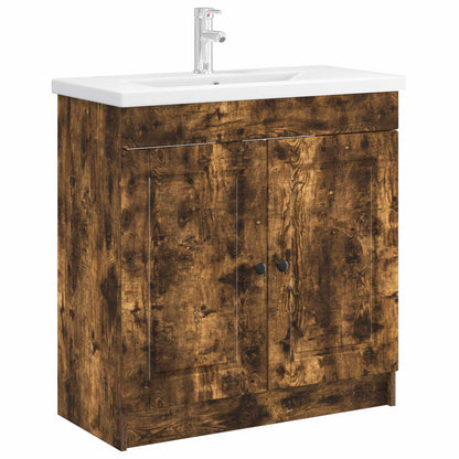 Bathroom under Sink Cabinet Smoked Oak 78.5 x 37.5 x 81 cm