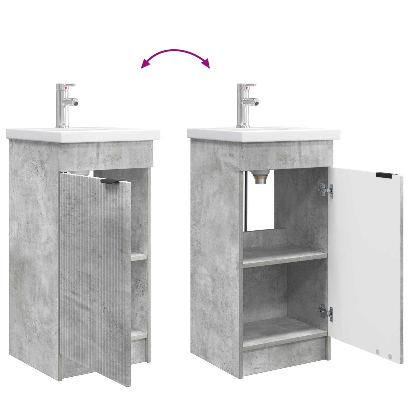 Bathroom Vanity with Sink Concrete Grey 42 x 40 x 84.5 cm
