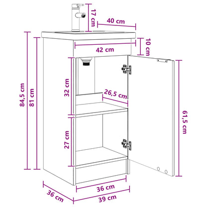 Bathroom Vanity with Sink Concrete Grey 42 x 40 x 84.5 cm