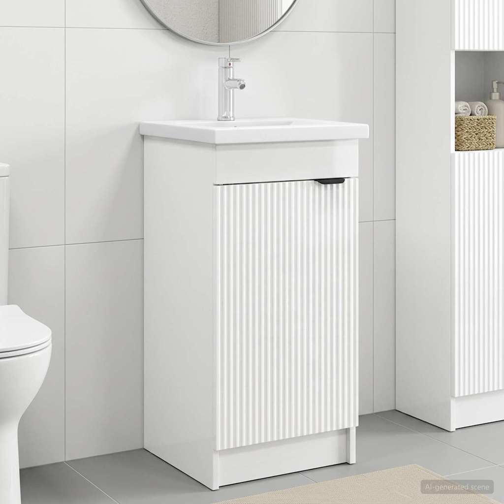 Bathroom Vanity with Sink High Gloss White 42 x 40 x 84.5 cm