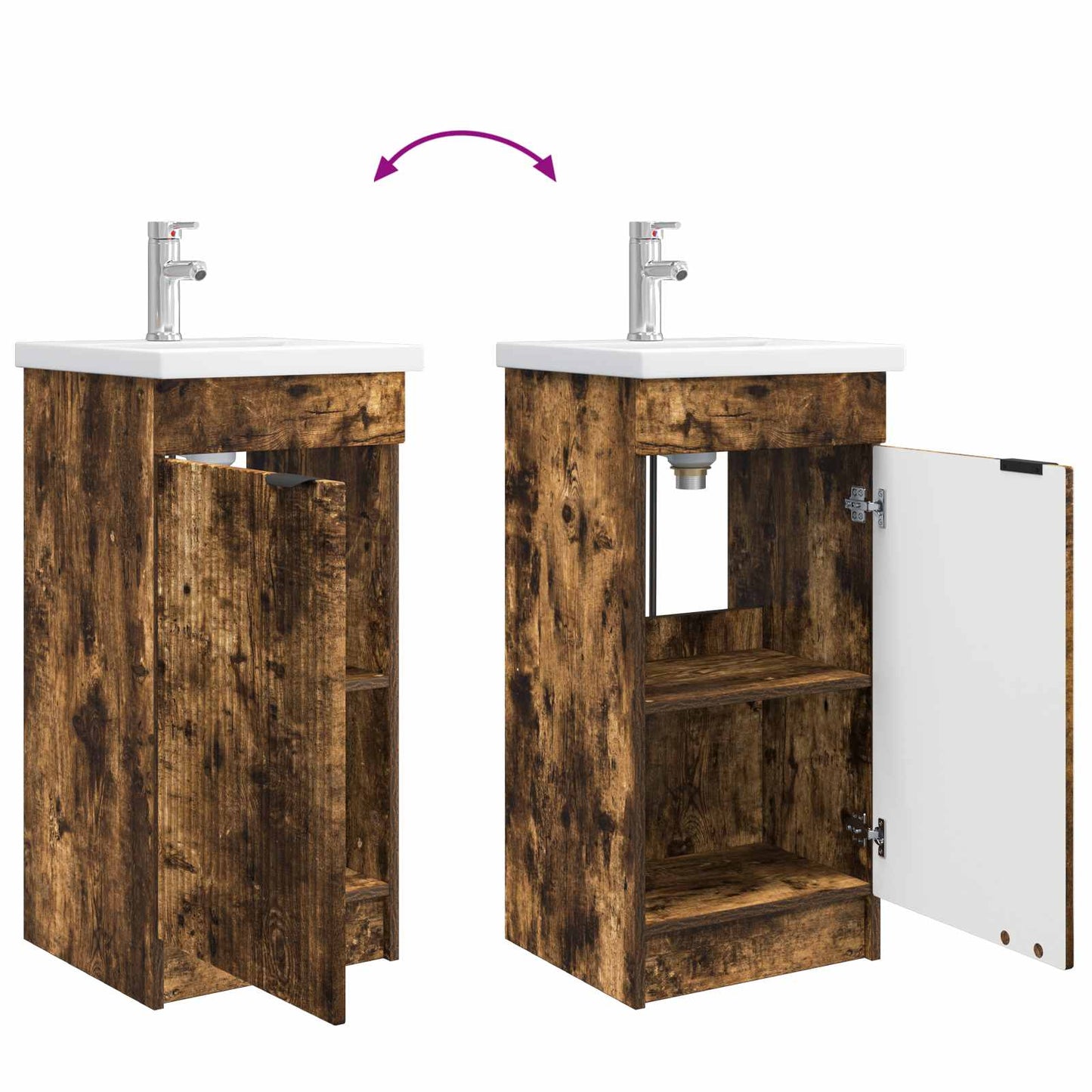 Bathroom Vanity with Sink Smoked Oak 42 x 40 x 84.5 cm
