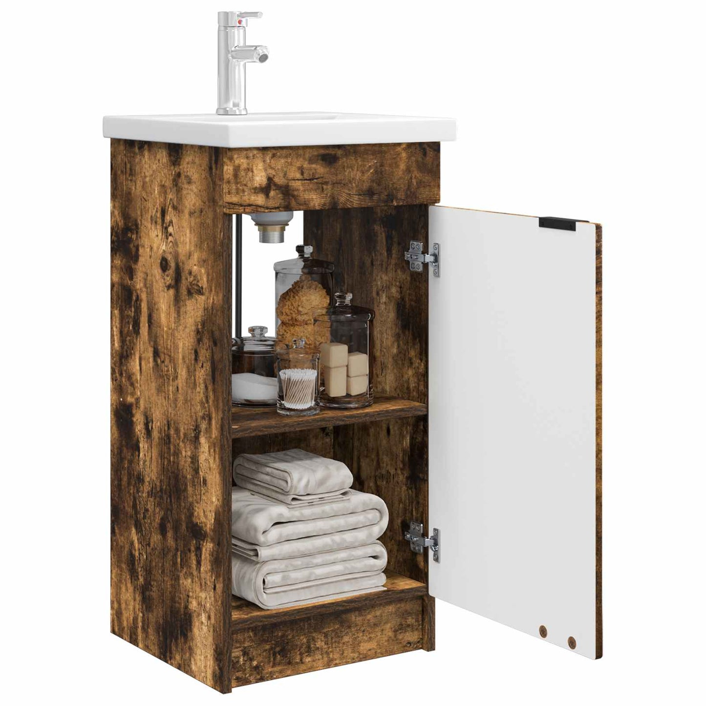 Bathroom Vanity with Sink Smoked Oak 42 x 40 x 84.5 cm