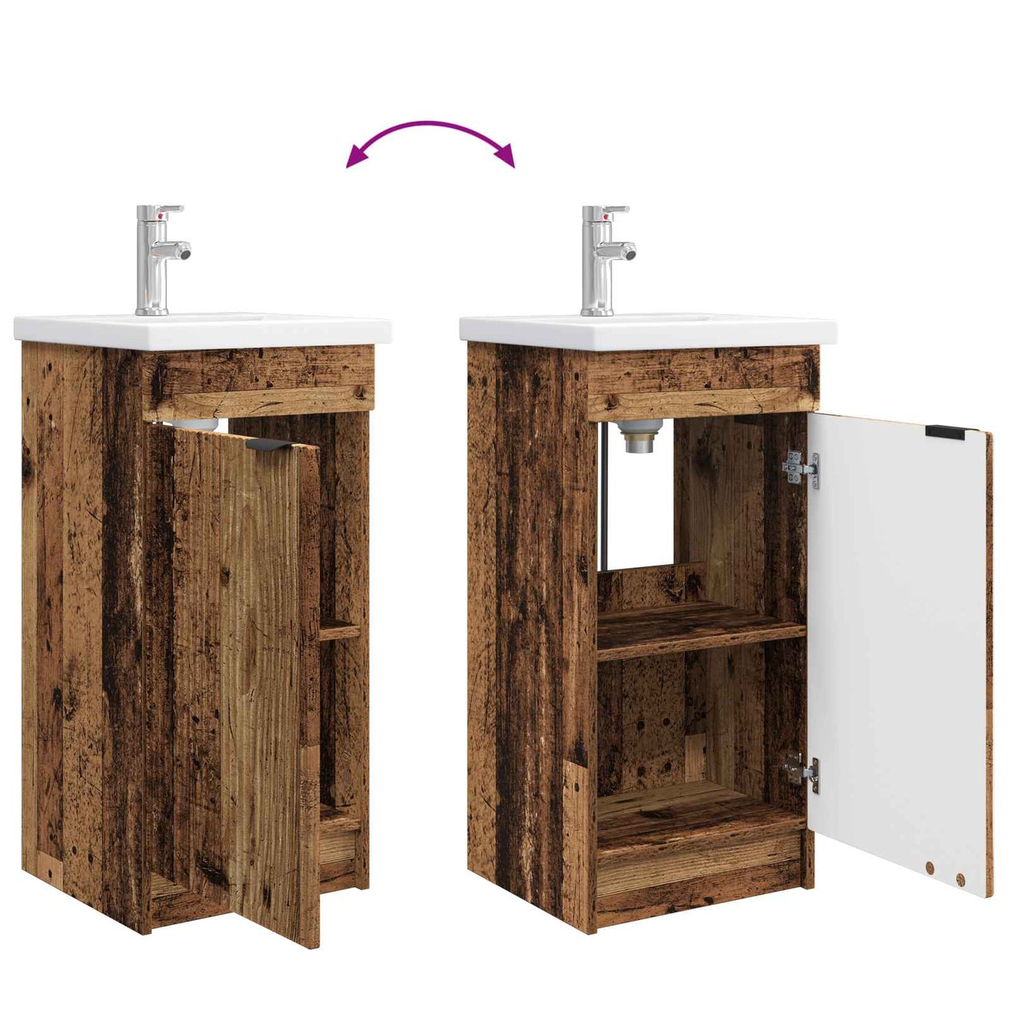 Bathroom Vanity with Sink Old Wood 42 x 40 x 84.5 cm