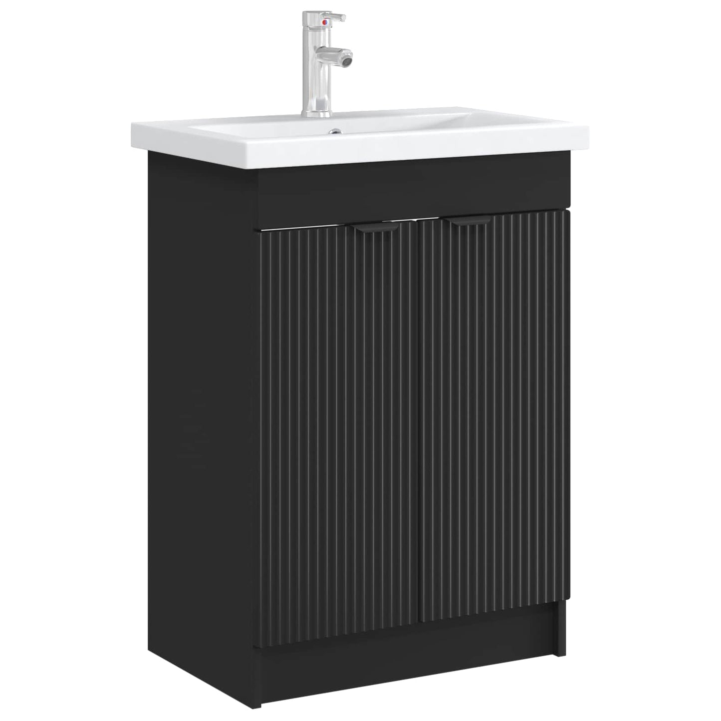 Bathroom under Sink Cabinet Black 56 x 37.5 x 81 cm
