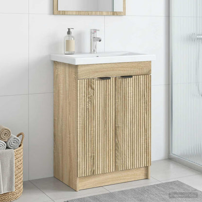 Bathroom under Sink Cabinet Sonoma Oak 56 x 37.5 x 81 cm