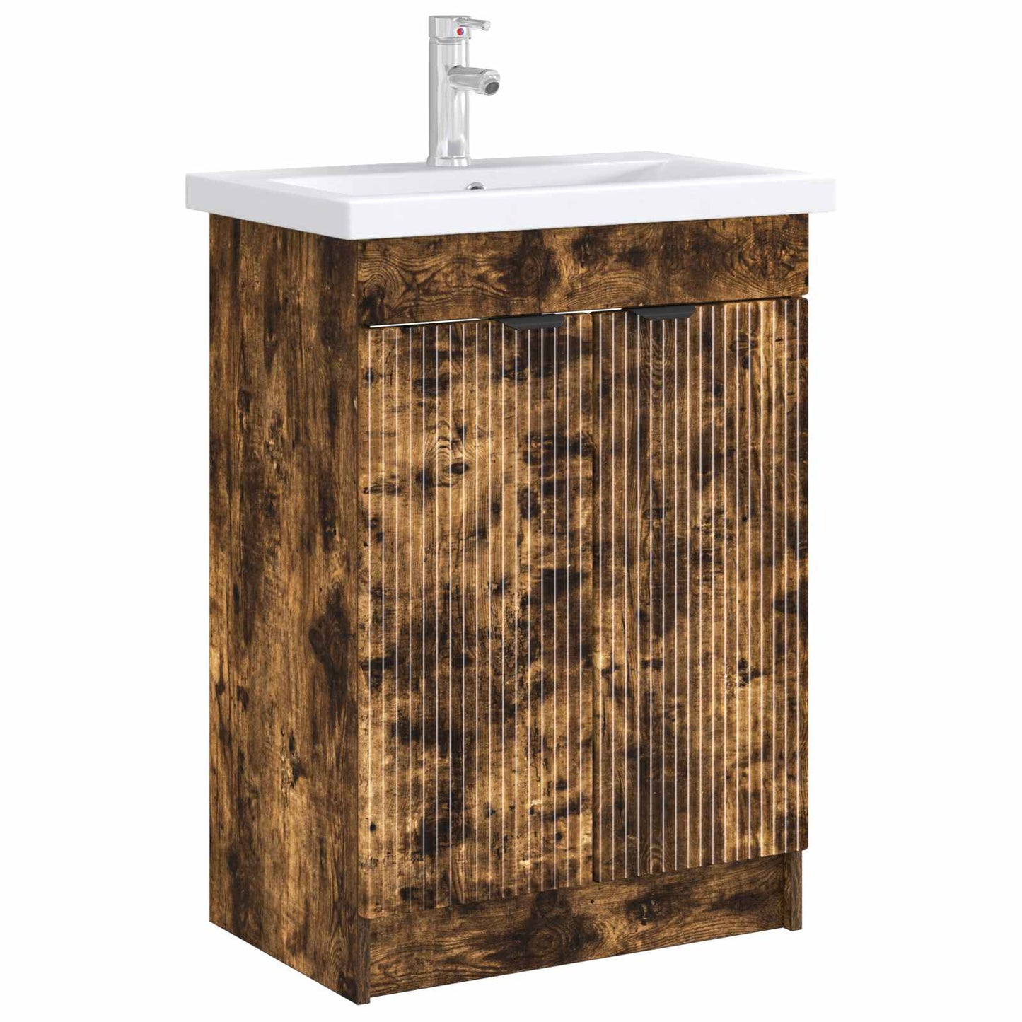 Bathroom under Sink Cabinet Smoked Oak 56 x 37.5 x 81 cm