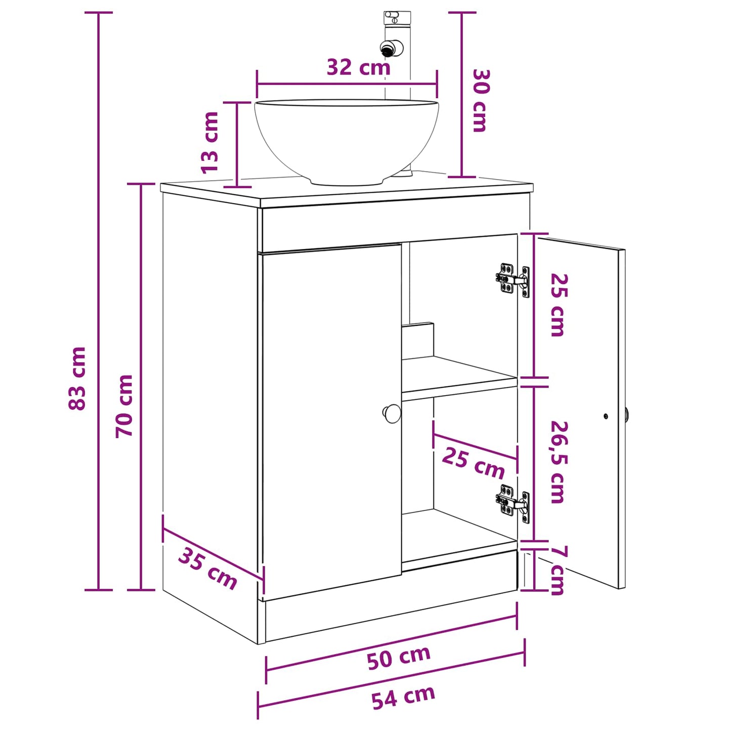 Bathroom Vanity with Sink White 54 x 35 x 83 cm Engineered Wood