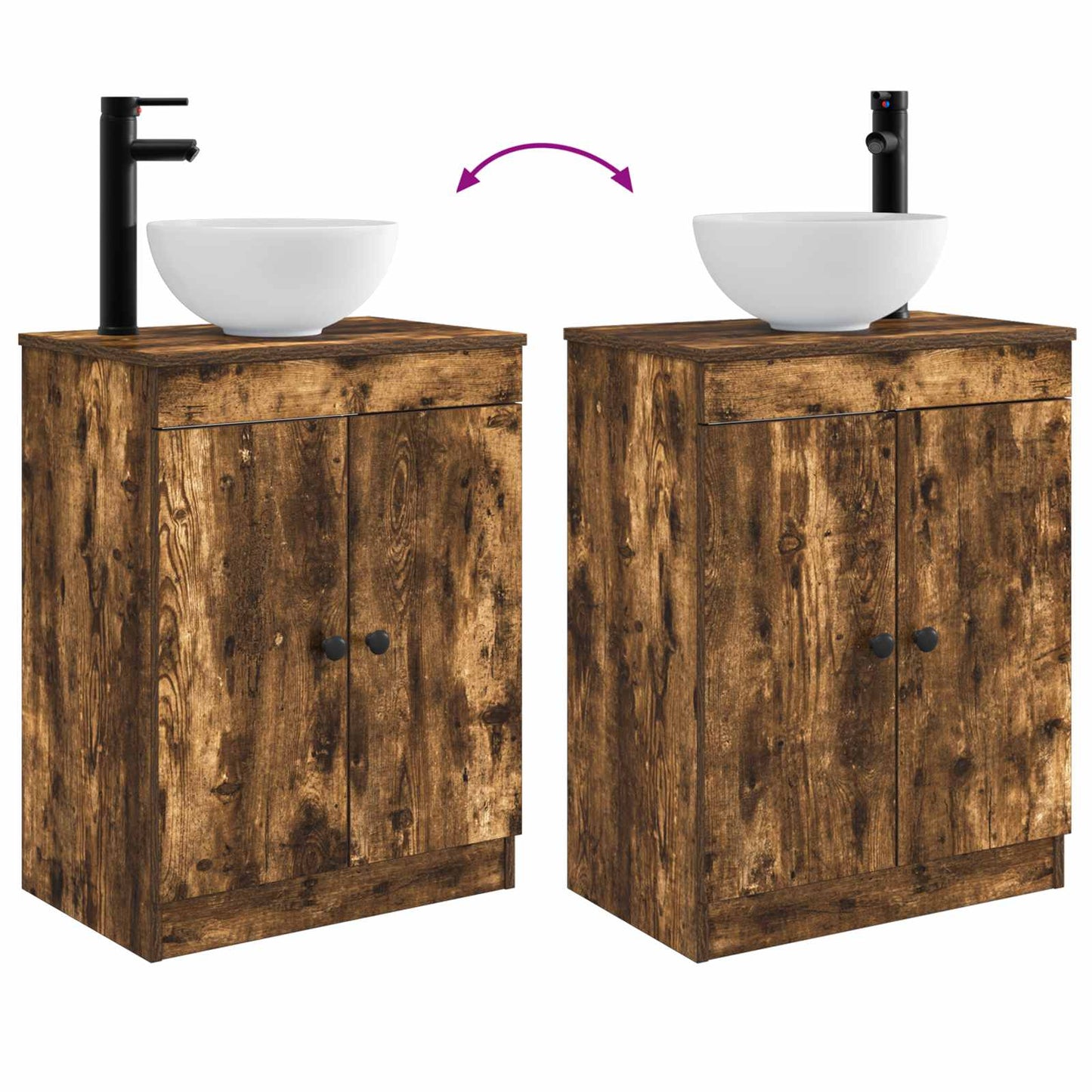 Bathroom Vanity with Sink Smoked Oak 54 x 35 x 83 cm