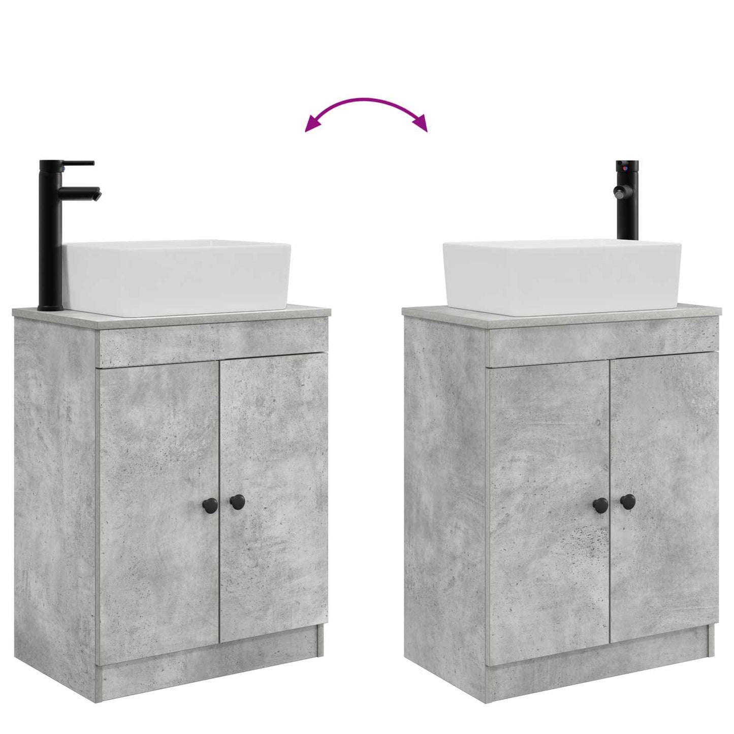 Bathroom Vanity with Sink Concrete Grey 54 x 35 x 83 cm