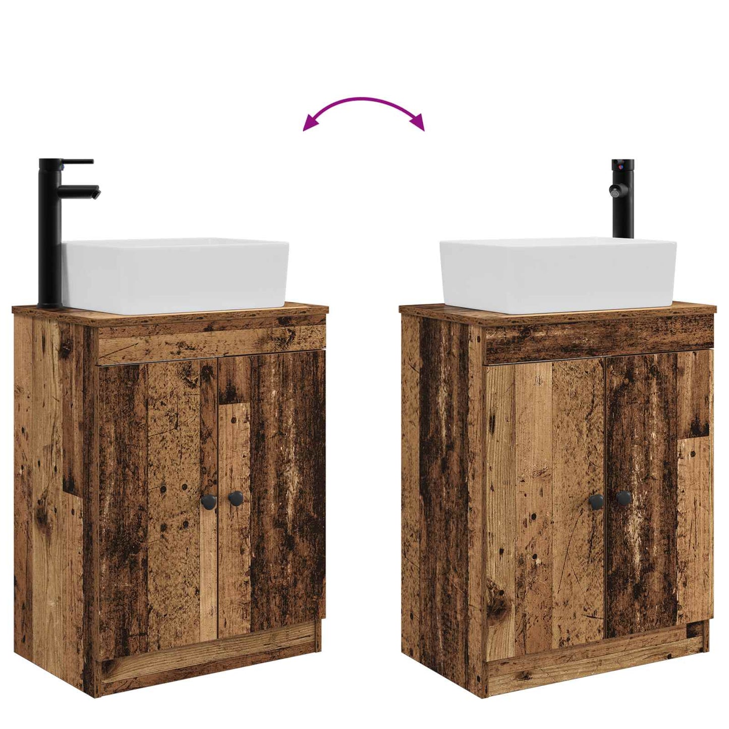 Bathroom Vanity with Sink Old Wood 54 x 35 x 83 cm