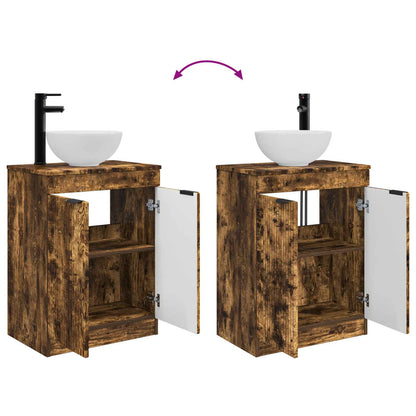 Bathroom Vanity with Sink Smoked Oak 54 x 35 x 83 cm