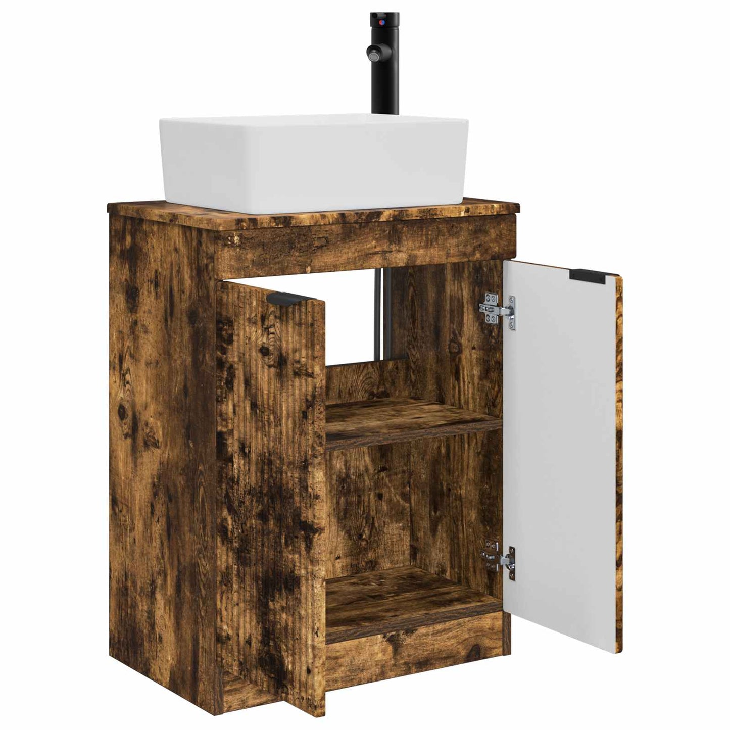 Bathroom Vanity with Sink Smoked Oak 54 x 35 x 83 cm