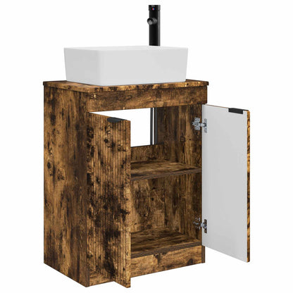 Bathroom Vanity with Sink Smoked Oak 54 x 35 x 83 cm