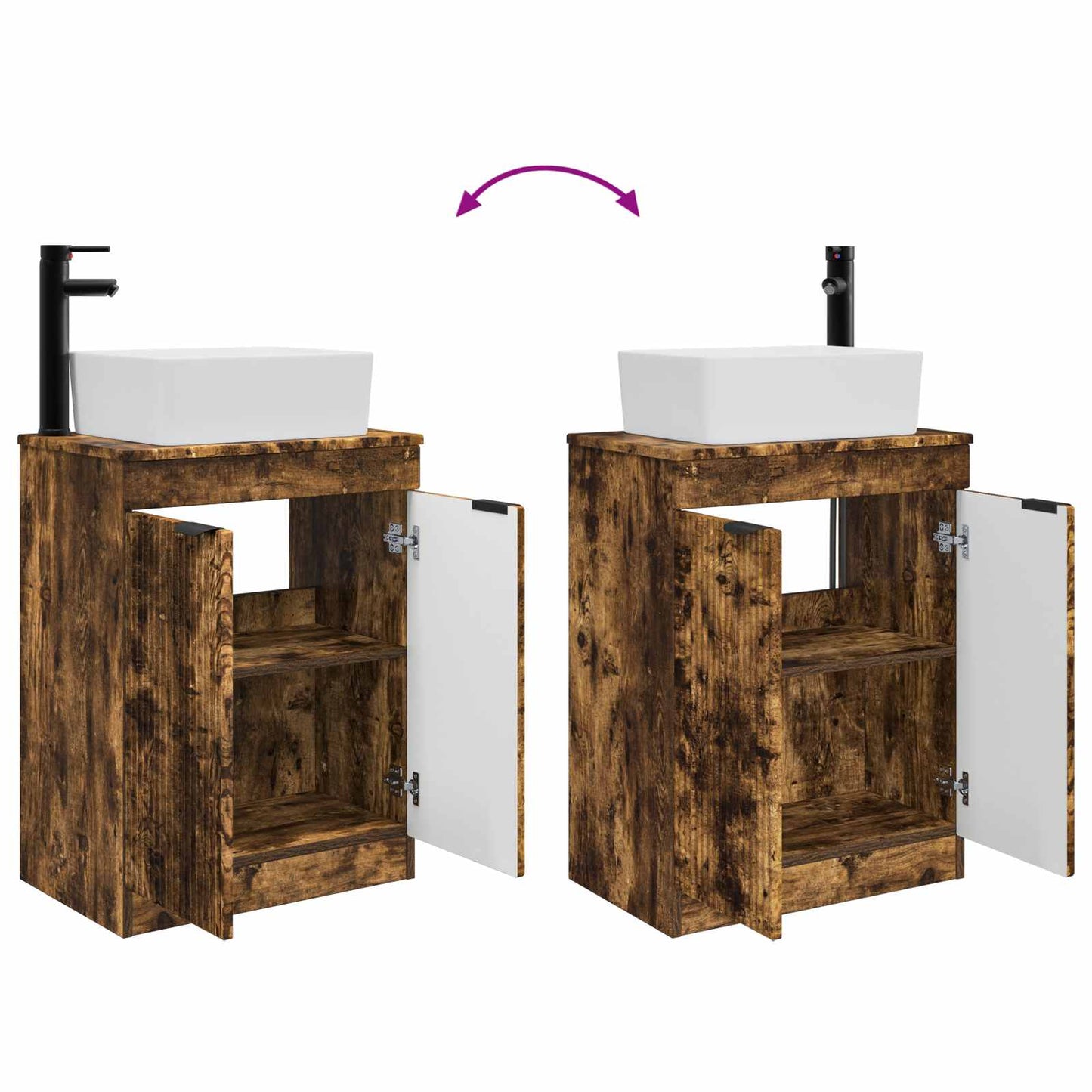 Bathroom Vanity with Sink Smoked Oak 54 x 35 x 83 cm