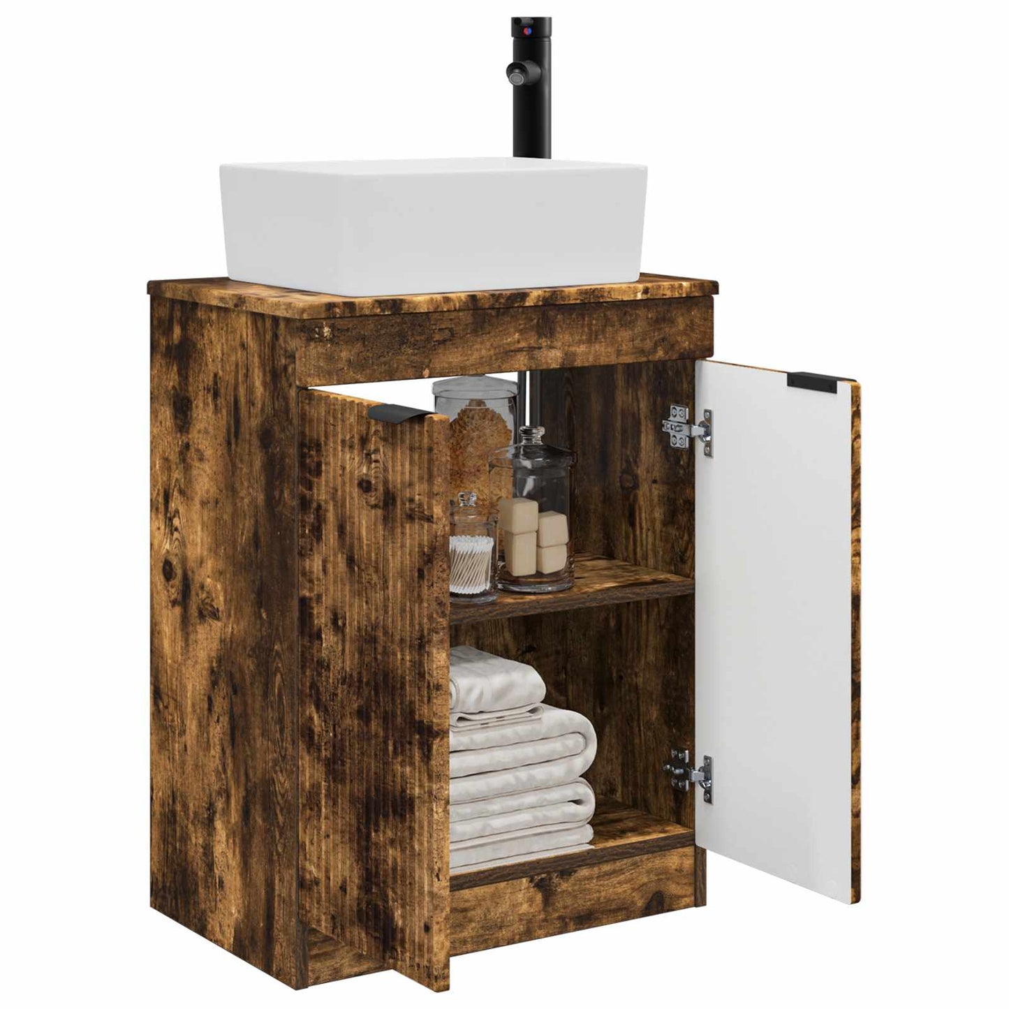 Bathroom Vanity with Sink Smoked Oak 54 x 35 x 83 cm