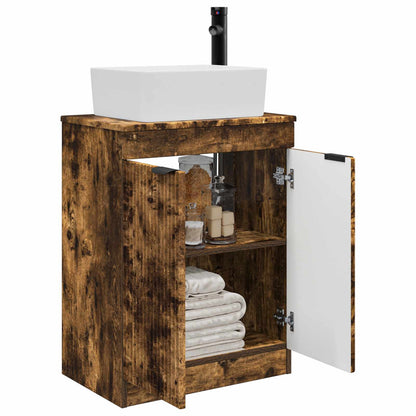 Bathroom Vanity with Sink Smoked Oak 54 x 35 x 83 cm