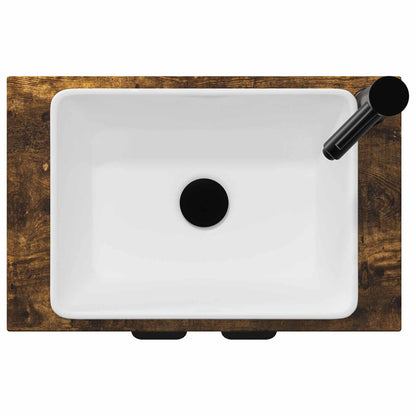 Bathroom Vanity with Sink Smoked Oak 54 x 35 x 83 cm