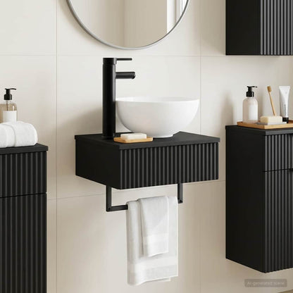 Wall-Mounted Wash Basin Black 40 x 35 x 39 cm Engineered Wood