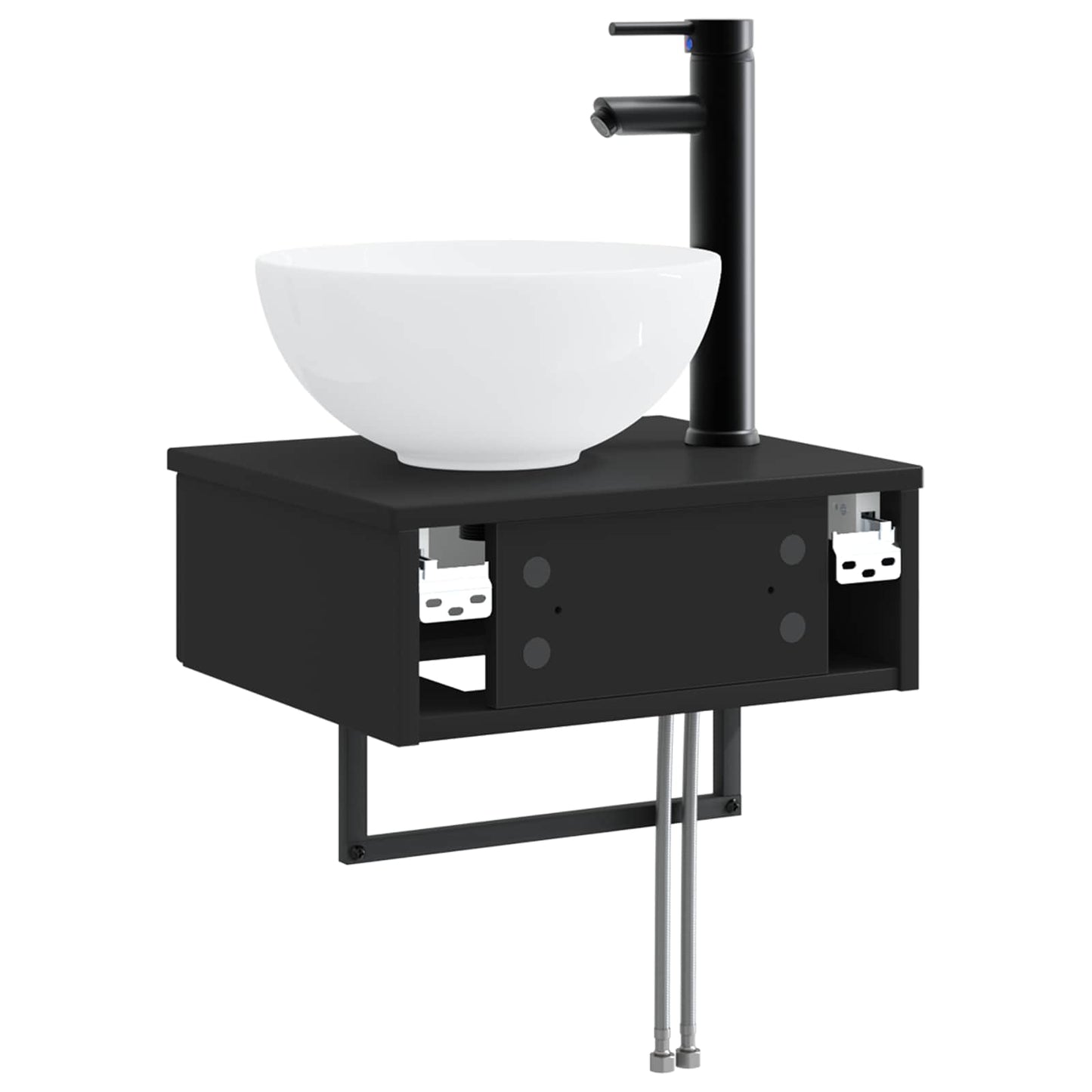 Wall-Mounted Wash Basin Black 40 x 35 x 39 cm Engineered Wood