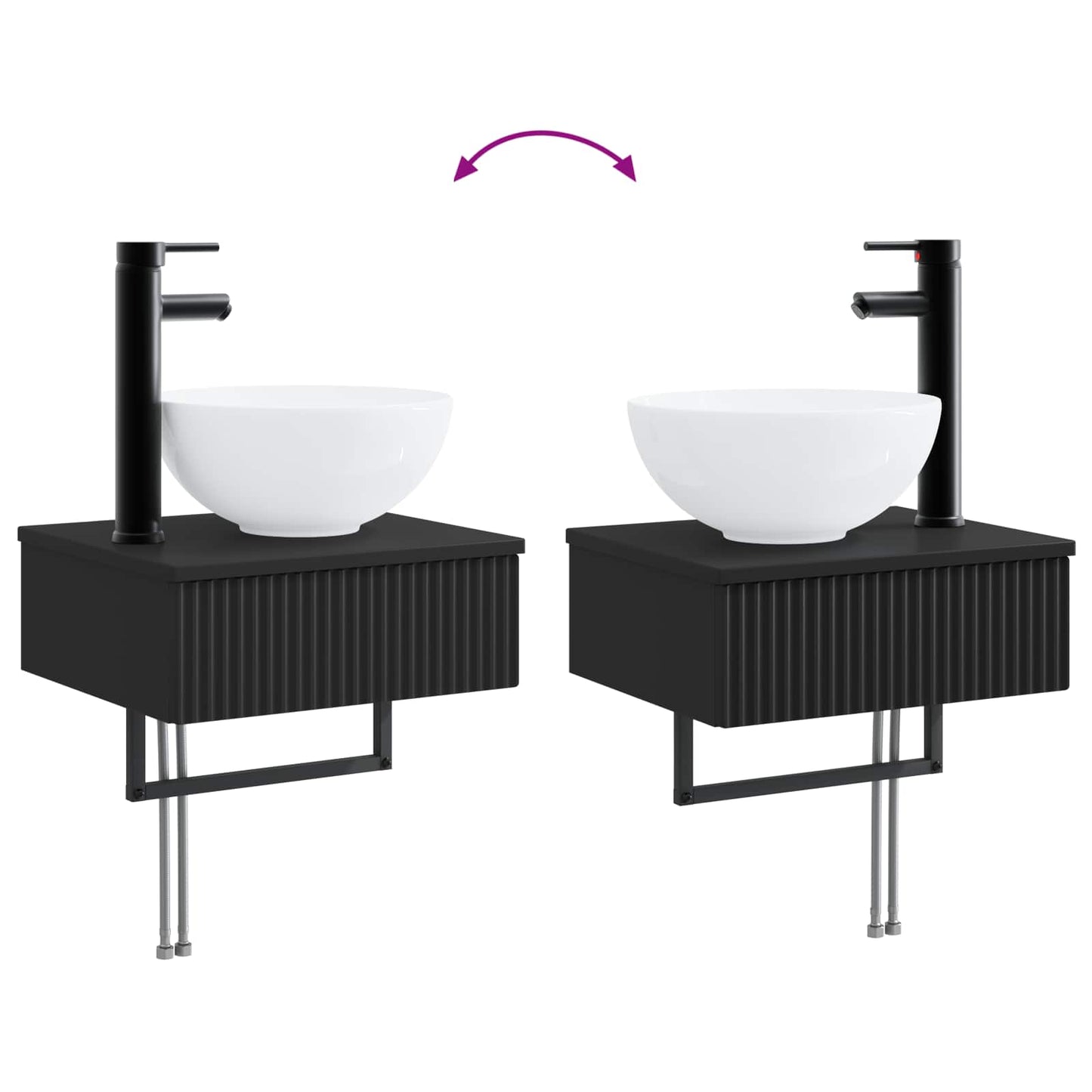 Wall-Mounted Wash Basin Black 40 x 35 x 39 cm Engineered Wood