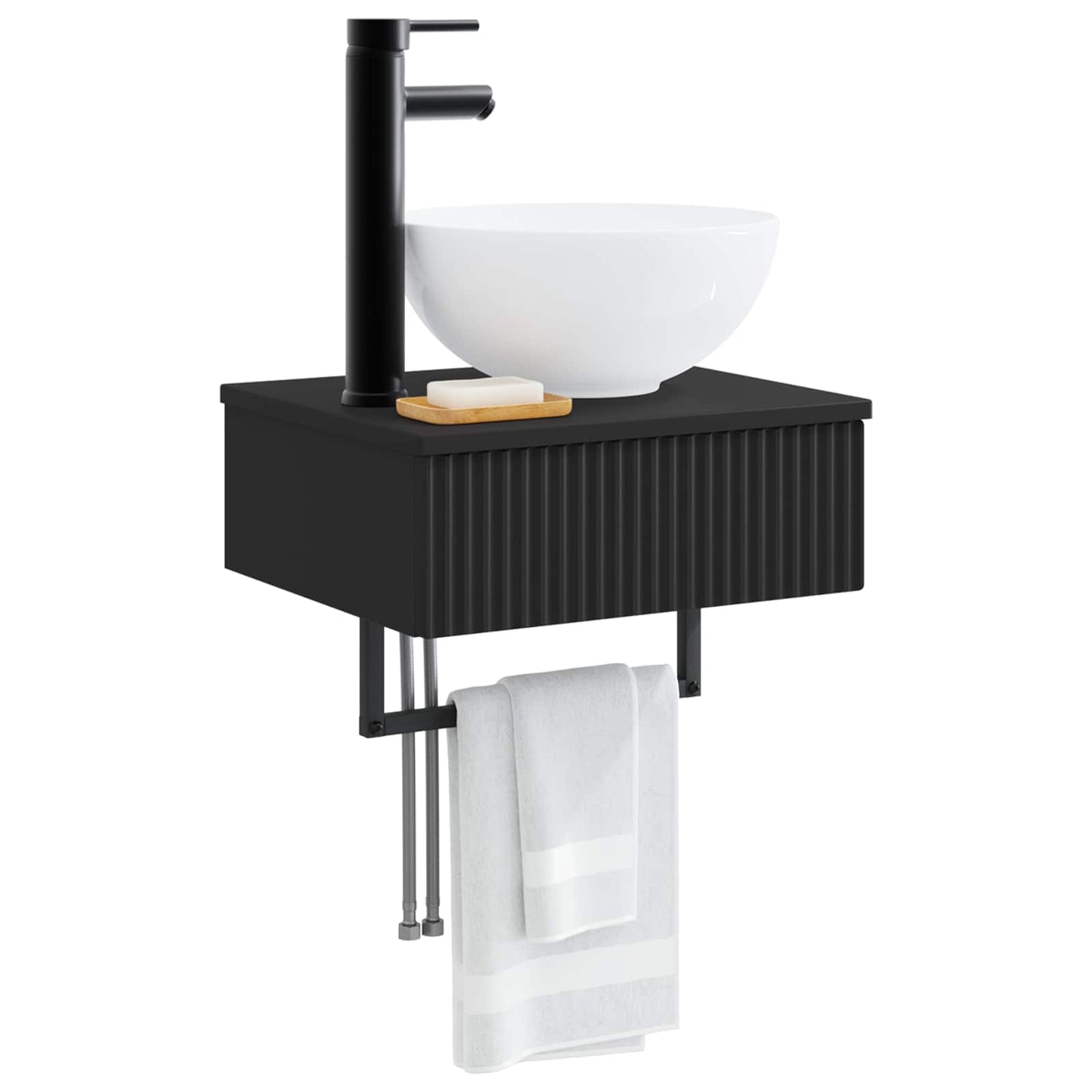 Wall-Mounted Wash Basin Black 40 x 35 x 39 cm Engineered Wood