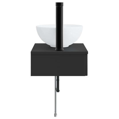Wall-Mounted Wash Basin Black 40 x 35 x 39 cm Engineered Wood