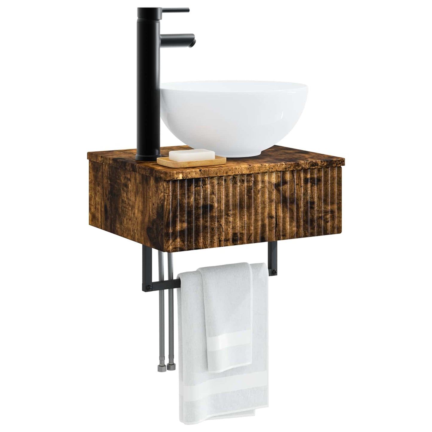 Wall-Mounted Wash Basin Smoked Oak 40 x 35 x 39 cm