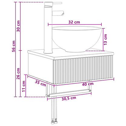 Wall-Mounted Wash Basin Smoked Oak 40 x 35 x 39 cm