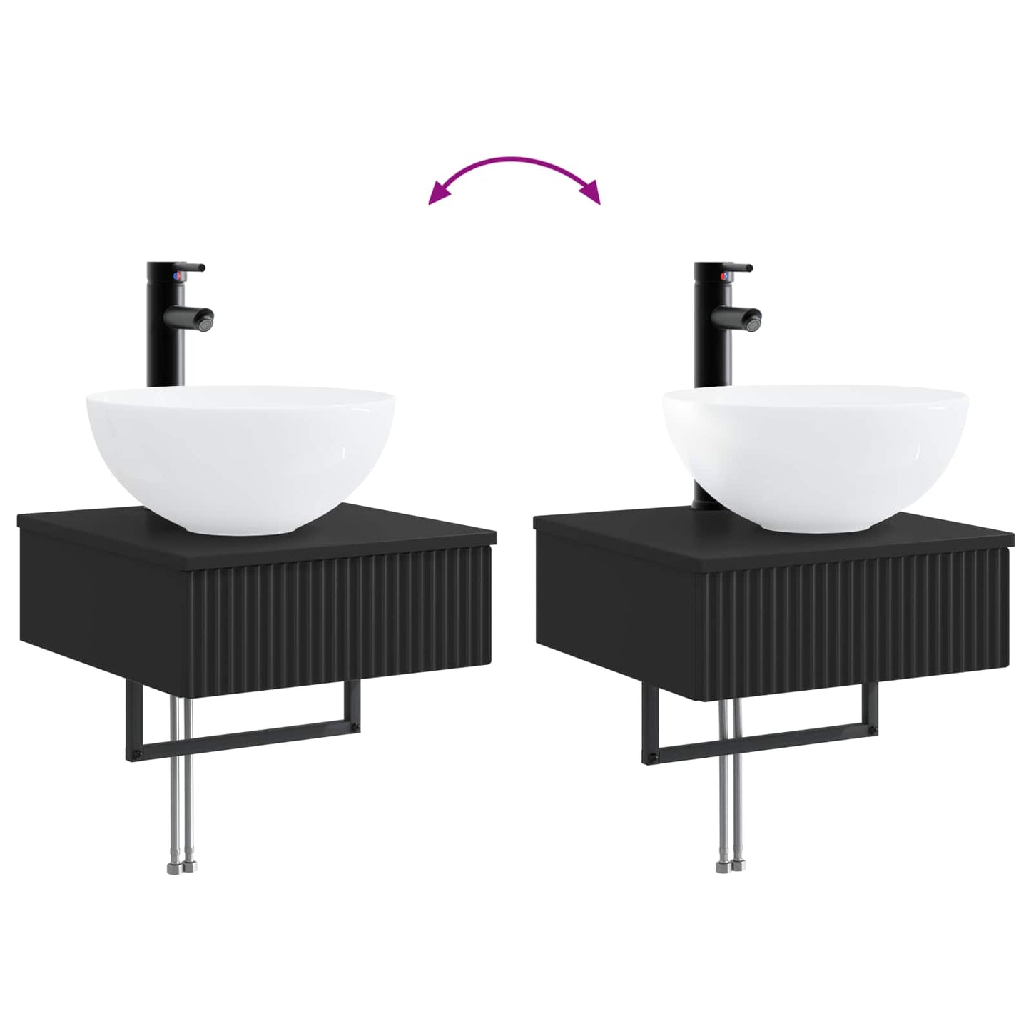 Wall-Mounted Wash Basin Black 40 x 41 x 40.5 cm Engineered Wood