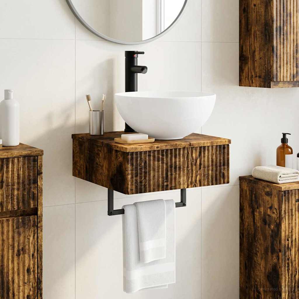 Wall-Mounted Wash Basin Smoked Oak 40 x 41 x 40.5 cm