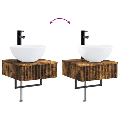 Wall-Mounted Wash Basin Smoked Oak 40 x 41 x 40.5 cm
