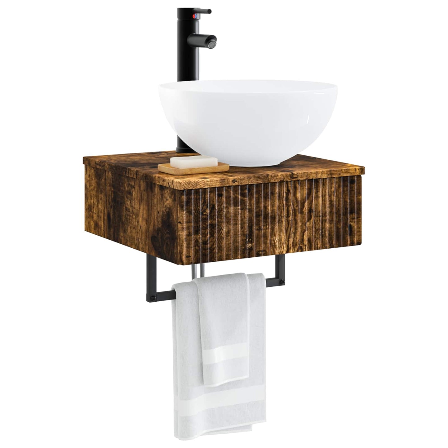 Wall-Mounted Wash Basin Smoked Oak 40 x 41 x 40.5 cm