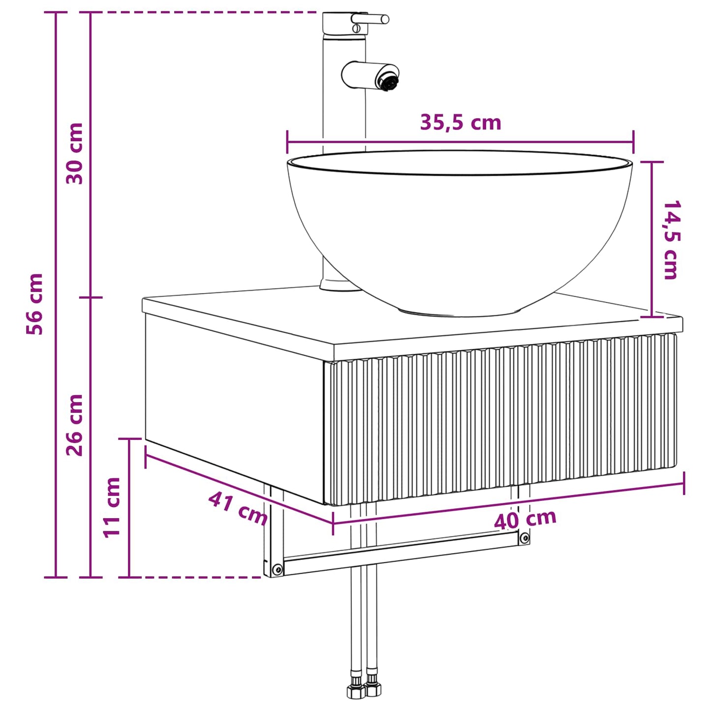 Wall-Mounted Wash Basin Smoked Oak 40 x 41 x 40.5 cm