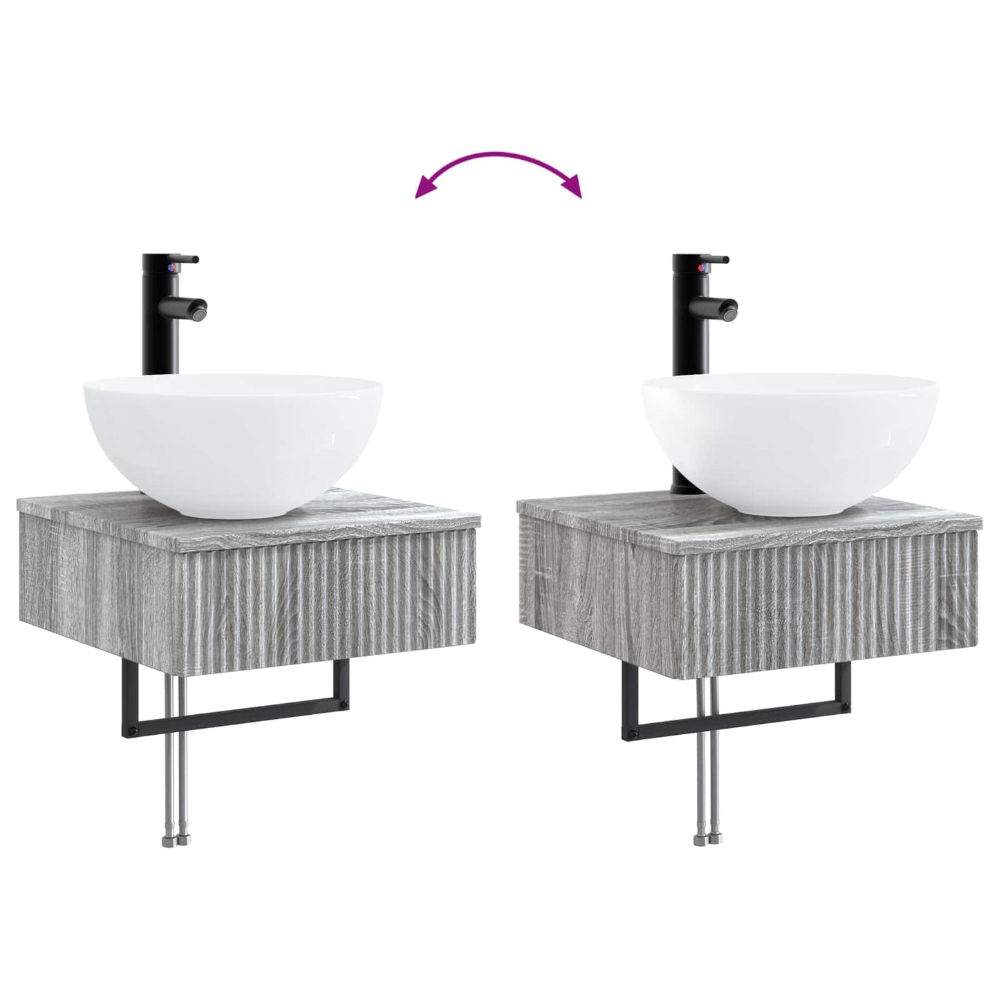 Wall-Mounted Wash Basin Grey Sonoma 40 x 41 x 40.5 cm